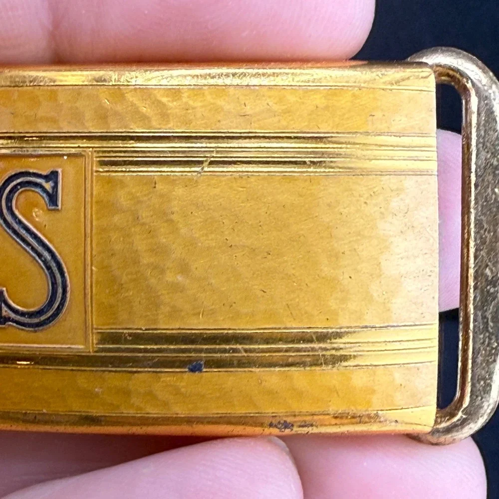 Vintage Hickok Belt Buckle Gold Tone Initial S Monogram